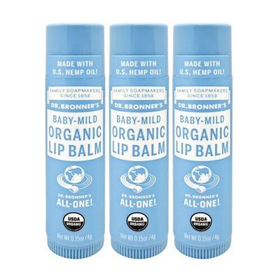 Dr.Bronners Детский мягкий органический бальзам для губ Гипоаллергенный детский бальзам для губ Без запаха 4 г x 3