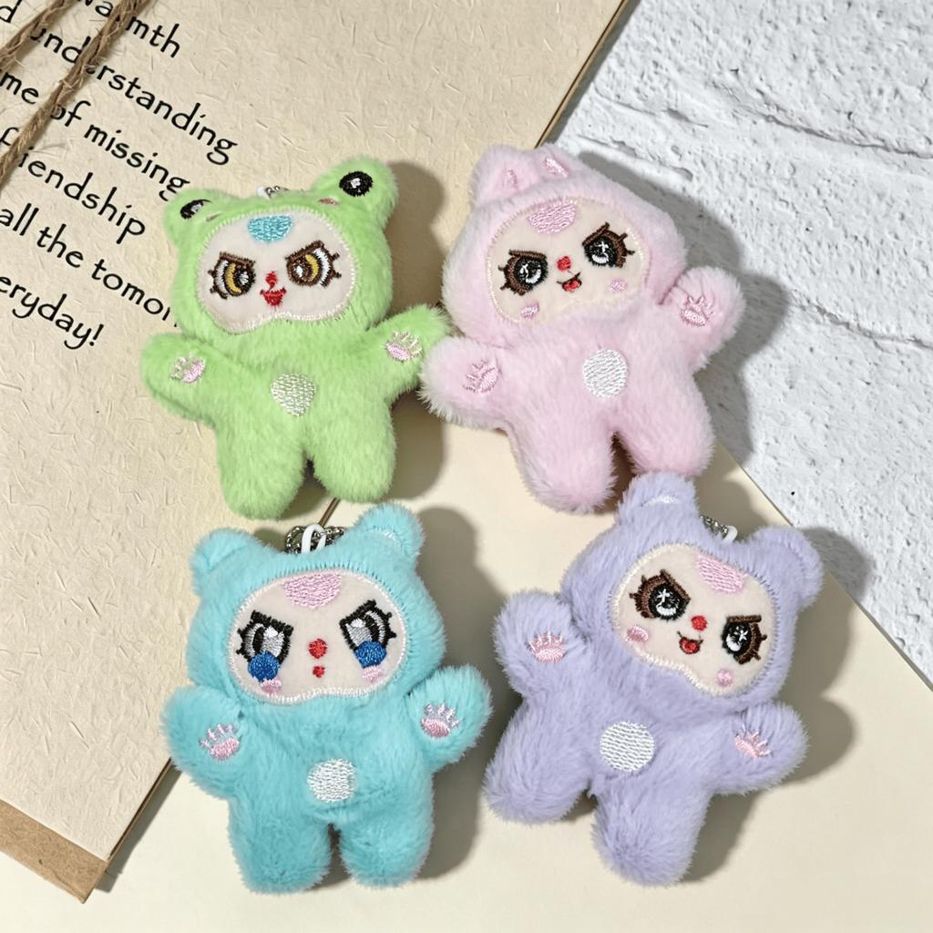 Cute Cartoon Plush Doll Keychain For Kids Backpack Bag Charm Colorful Stuffed Animal Pendant Accessory