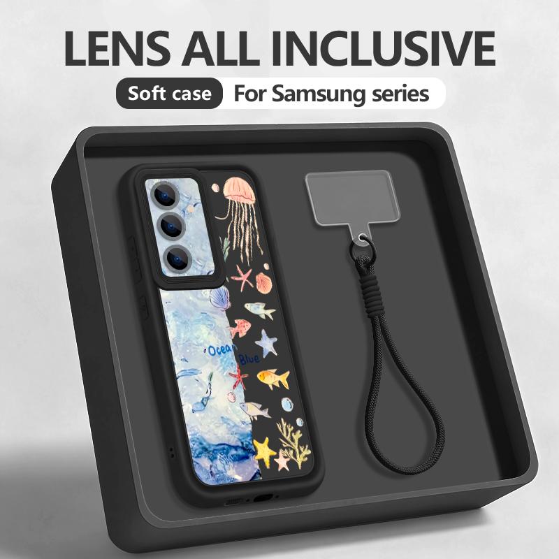 Чехол-ремешок на запястье для Samsung Galaxy S26 S24 S25 Ultra S23 S25 FE A57 A17 A37 A56 A16 A55 A54 A15 A25 Чехол для телефона Акула-кит
