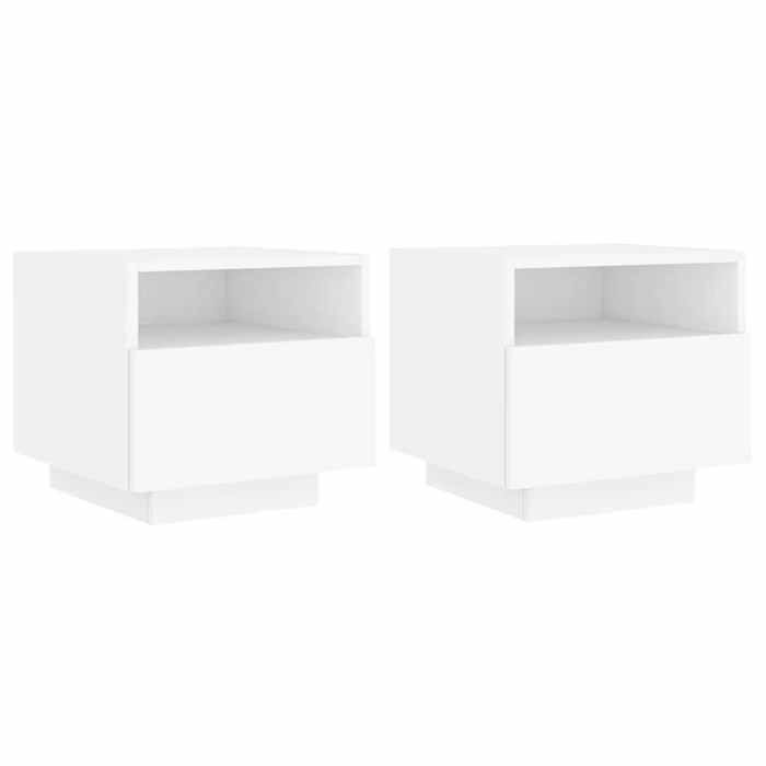 Maison Exclusive - Armoires de chevet avec lumières LED 2 pcs blanc 40x39x37 cm