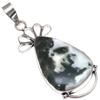Подвеска с моховым агатом, драгоценный камень, подарок для нее, серебряное украшение 2,5 дюйма