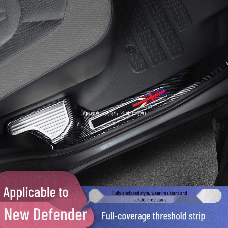 Fits 2020-2025 Land Rover Defender Kick Plates: Tailgate Scratch-Resistant Sill Strips for Interior Modification.