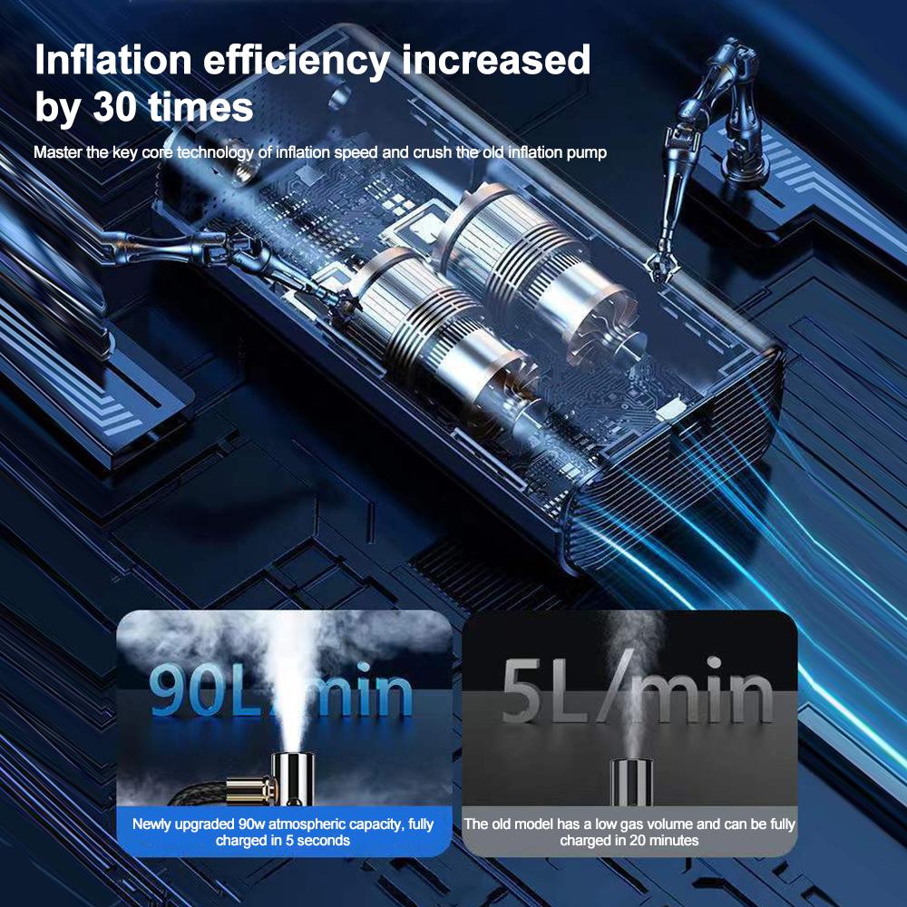 Автомобильный воздушный насос с цифровым дисплеем давления в шинах Портативный автоматический насос для накачивания шин Беспроводной электрический воздушный компрессор для автомобилей Мотоциклы Велосипед