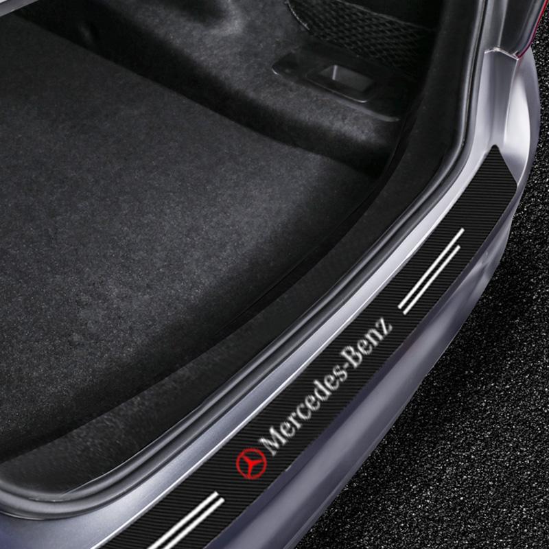 CRY1 1Pcs Carbon Fiber Car Rear Bumper Trunk Guard Protected Sticker For Mercedes-Benz CLA CES CLS SLK GLK CLK SLS CLG GLE GLC GLB