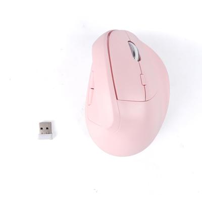 Вертикальная беспроводная мышь Bluetooth и USB, двойной режим 5.2 2.4 ГГц, размер, тихая, перезаряжаемая, совместима с и Microsoft, розовая