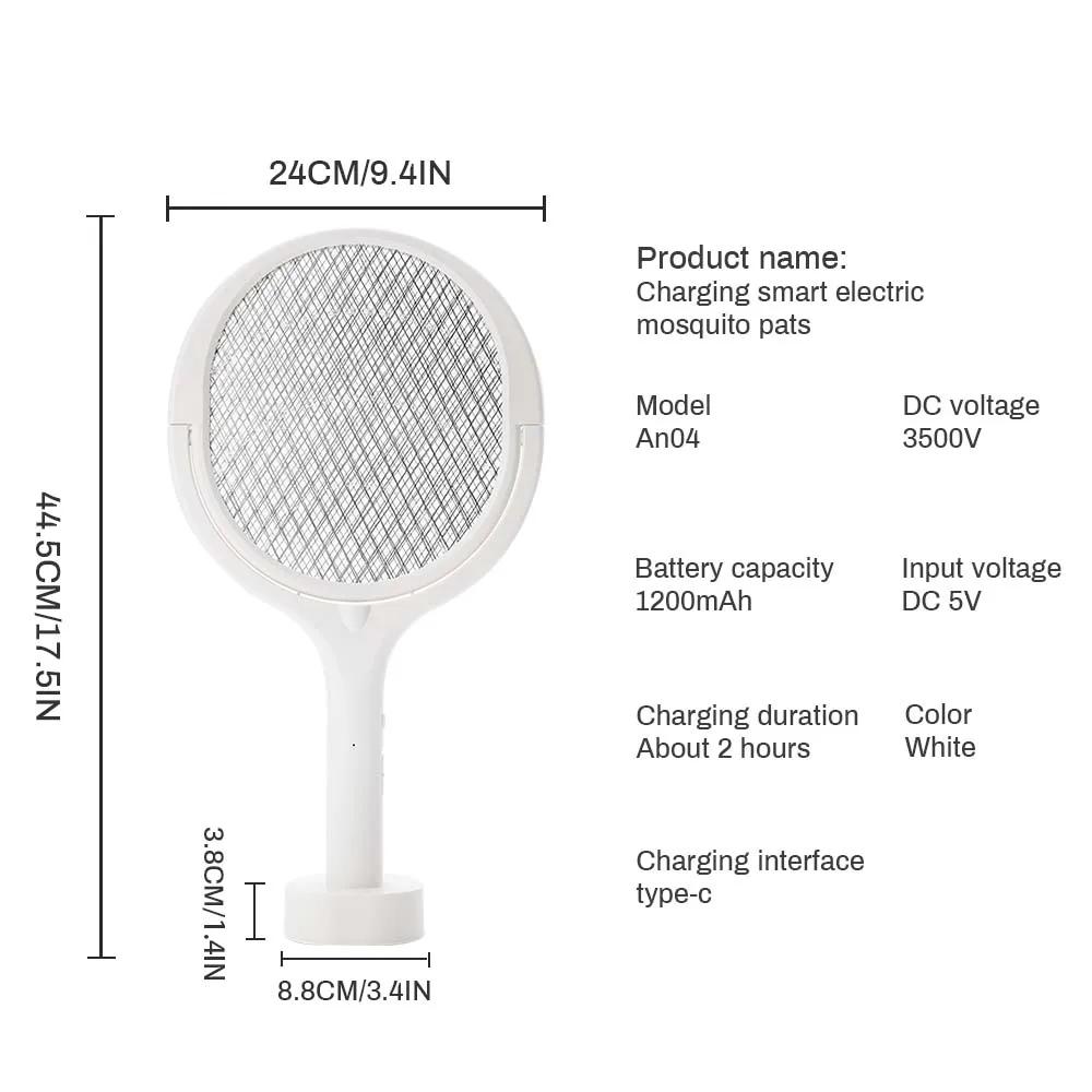 3500V 5 In1 Mosquito Killer Lamp Multicunctional Angle Adjustable Bug Zapper Electric USB Rechargeable Mosquito Fly Bat Swatter