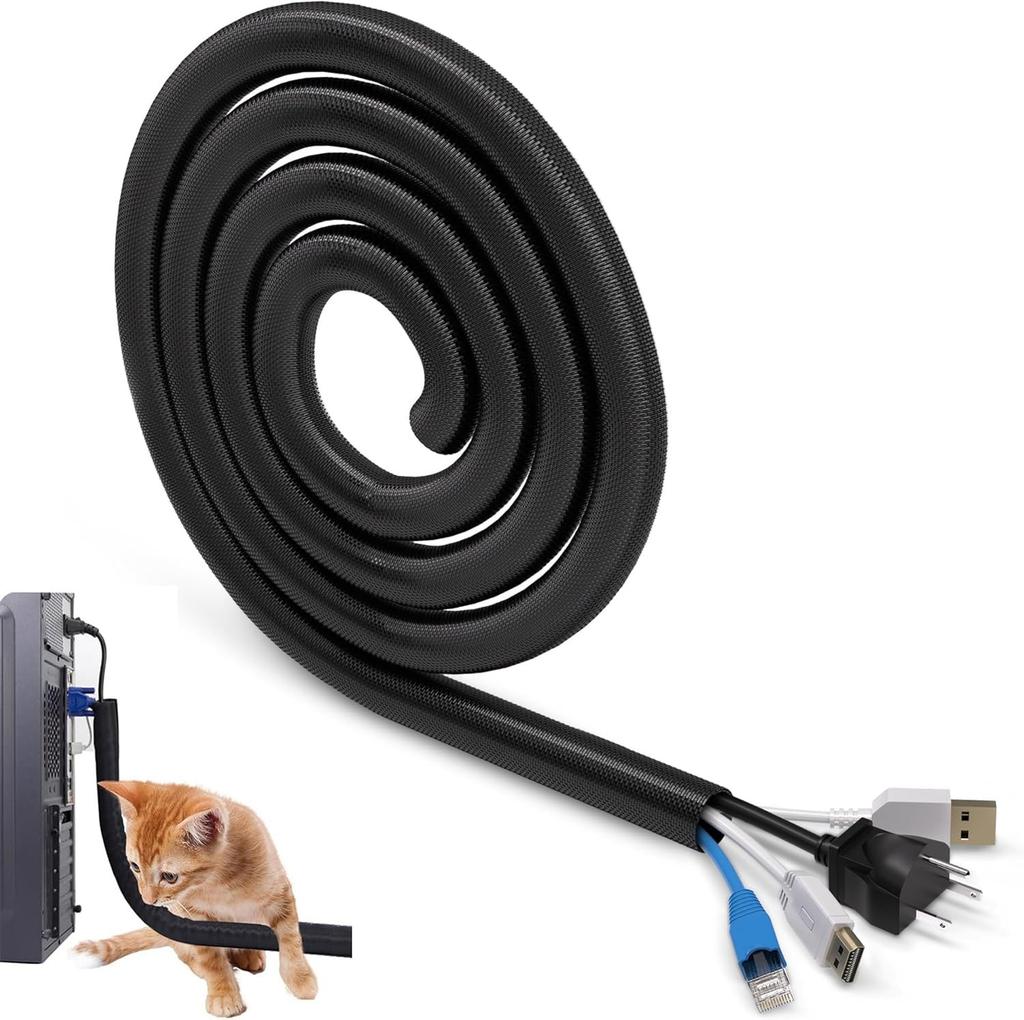 Menetop Wiring Cover, Pet Dog and Cat Cord Chew Prevention, Pet Cord Cover, Cat Protection, Cord Protector, Approx. 10M Long, 13mm Inner Diameter,