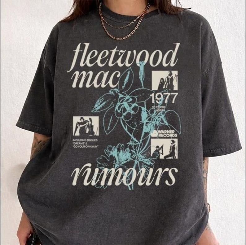 Fleetwood Mac Rumours 1977 Vintage Floral Rock Band T shirt