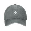 CROSS MALTA Maltese Amalfi Cross Maltese cross Knights Hospitaller WHITE on BLACK Baseball Cap Luxury Hat Unisex Womens