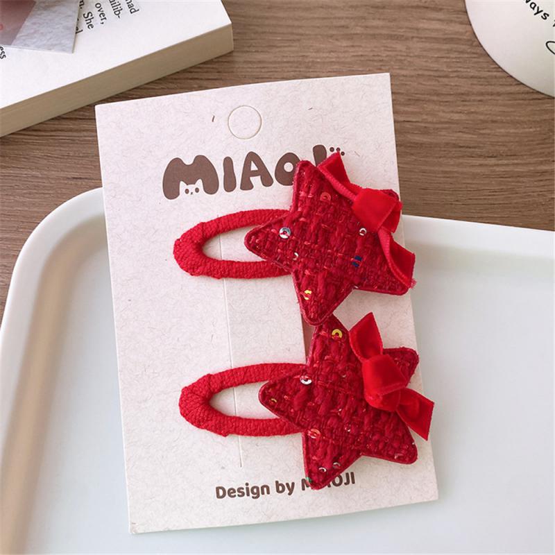 Детские новогодние заколки для волос в китайском стиле, милые плюшевые банты, кисточки, украшения, заколки, шпильки, аксессуары для волос в стиле ханьфу для девочек