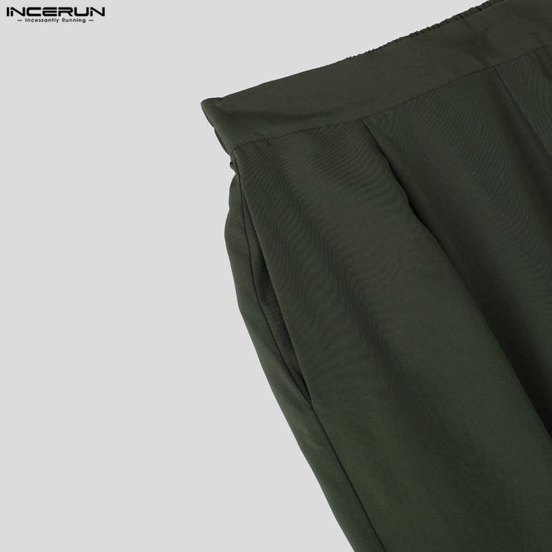 INCERUN Мужские костюмы оверсайз с морским воротником, рубашки с длинным рукавом, длинные брюки, повседневные двойки