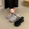 Muffin Platform Sandals Women's 2025 New Hollow Breathable Wedge Heel Half Slippers Small Height-increasing Cool Slippers