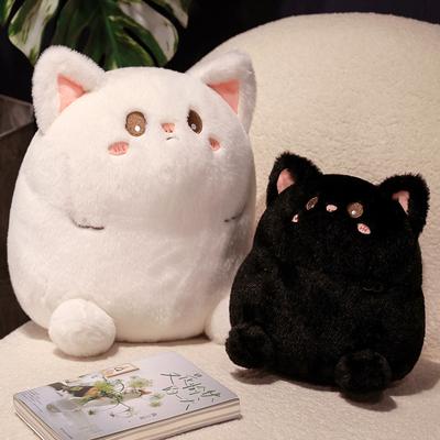 Мультяшная круглая плюшевая игрушка в виде кошки, мягкая набивная подушка, милая кукла-животное, черно-белая подушка для сна в виде кошки, рождественский подарок на день рождения для ребенка