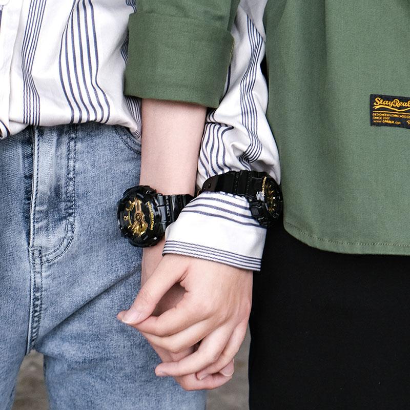 Casio Модные спортивные кварцевые часы с ремешком из смолы, японские и корейские, унисекс, черный циферблат BA-110-1APR+GA-110GB-1APR