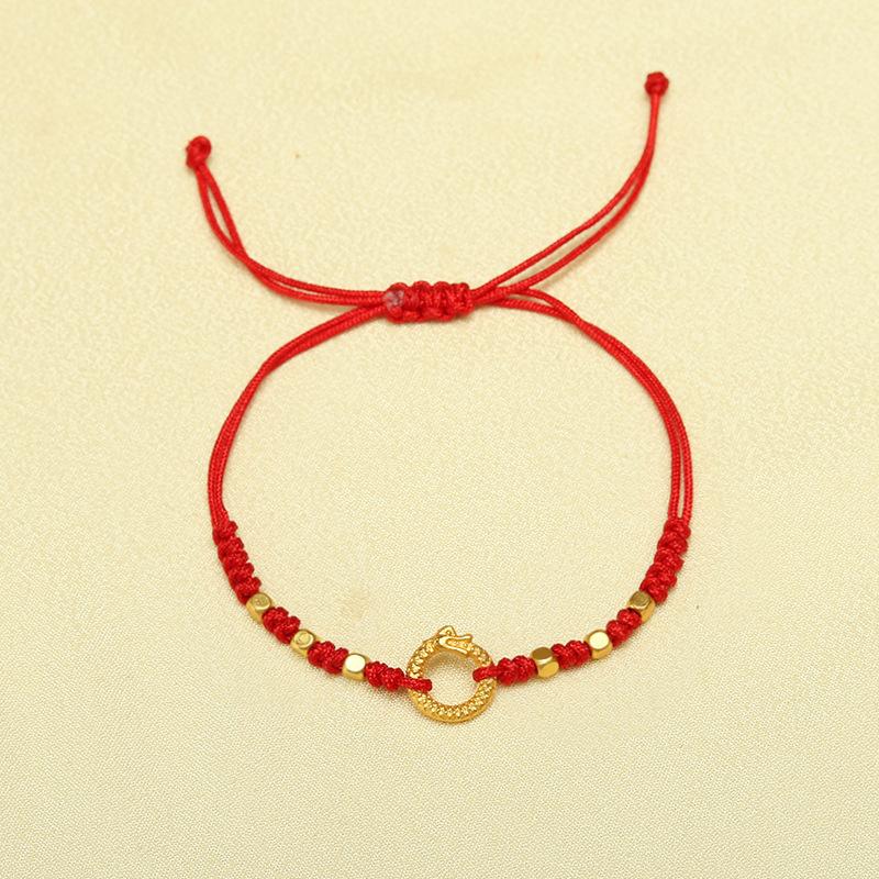 Модный браслет на удачу в год змеи из красной веревки, плетеный браслет в китайском стиле со знаком зодиака змея, мультяшный милый браслет со змеей, новогодний подарок