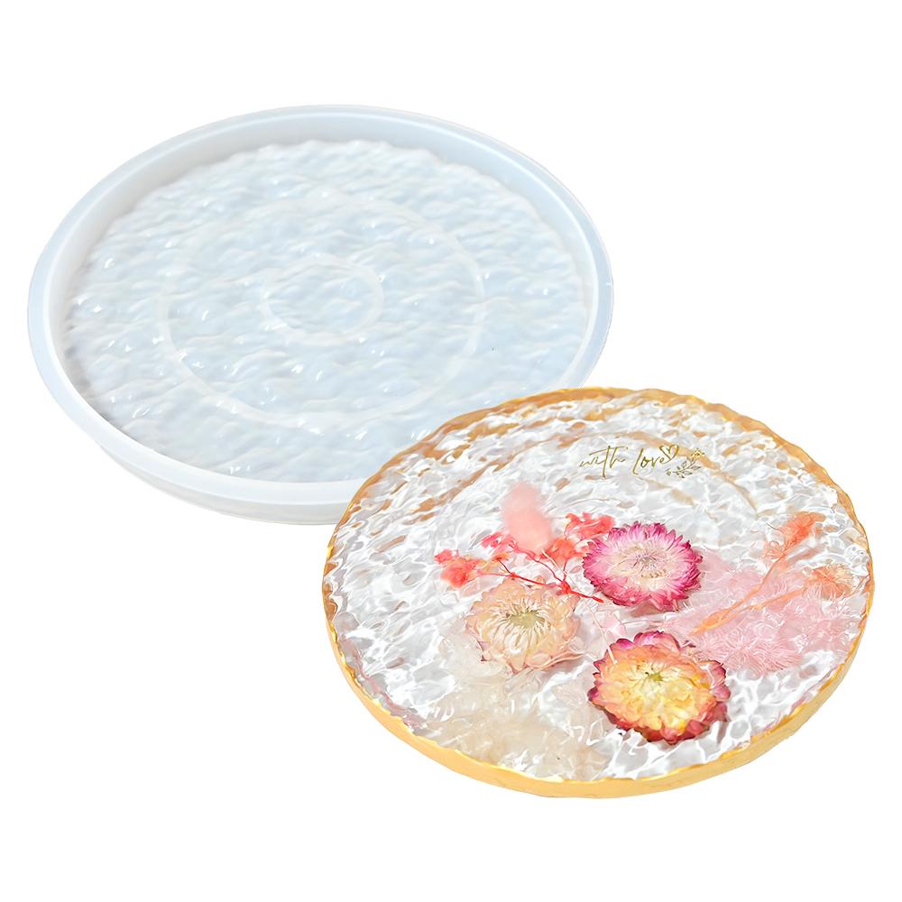 DM1098 DIY Water Ripple Coaster Silicone Molds Geometric Round Storage Resin Tray Mold for Casting Candle Holder Base Decorative