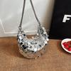 Trendy Korean Style Sparkly Chain Underarm Dumpling Bag Women's Bag 2023 New Winter Shoulder Crossbody Bag