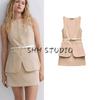 Spring New Women's Clothing American Commute Style with Belt Two-piece Set Short Sleeveless Dress 3152308