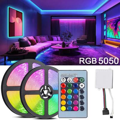 RGB 5050 комплект светодиодных лент с дистанционным управлением, светодиодная гибкая лента, диодная лента для подсветки телевизора, украшение комнаты, 54 светодиода/м
