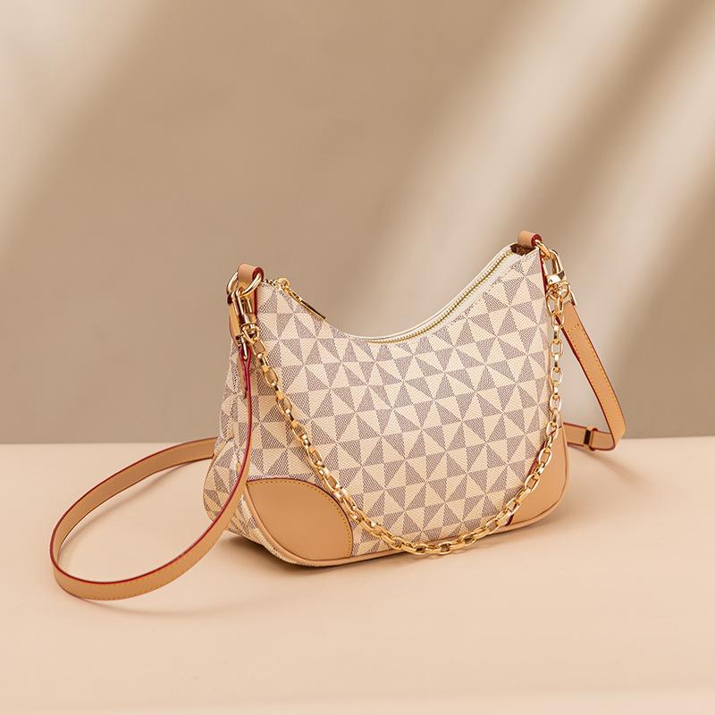 Women's Bag, Single-shoulder Crossbody Bag, Classic Printed Chain Bag, Trendy and Versatile Underarm Bag, Color-blocking Handbag