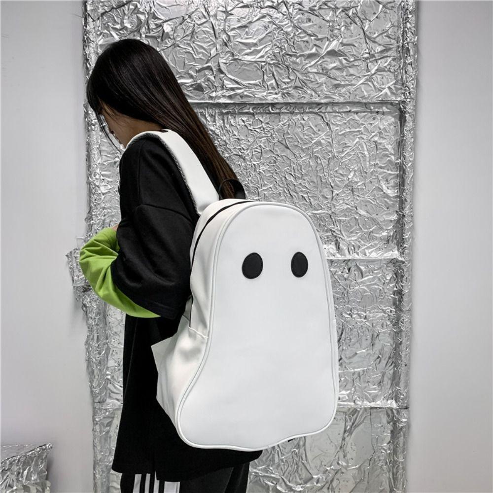 Harajuku Style Students Book Bag Pu Leather Shoulder Bag Portable Ghost Backpack Travel