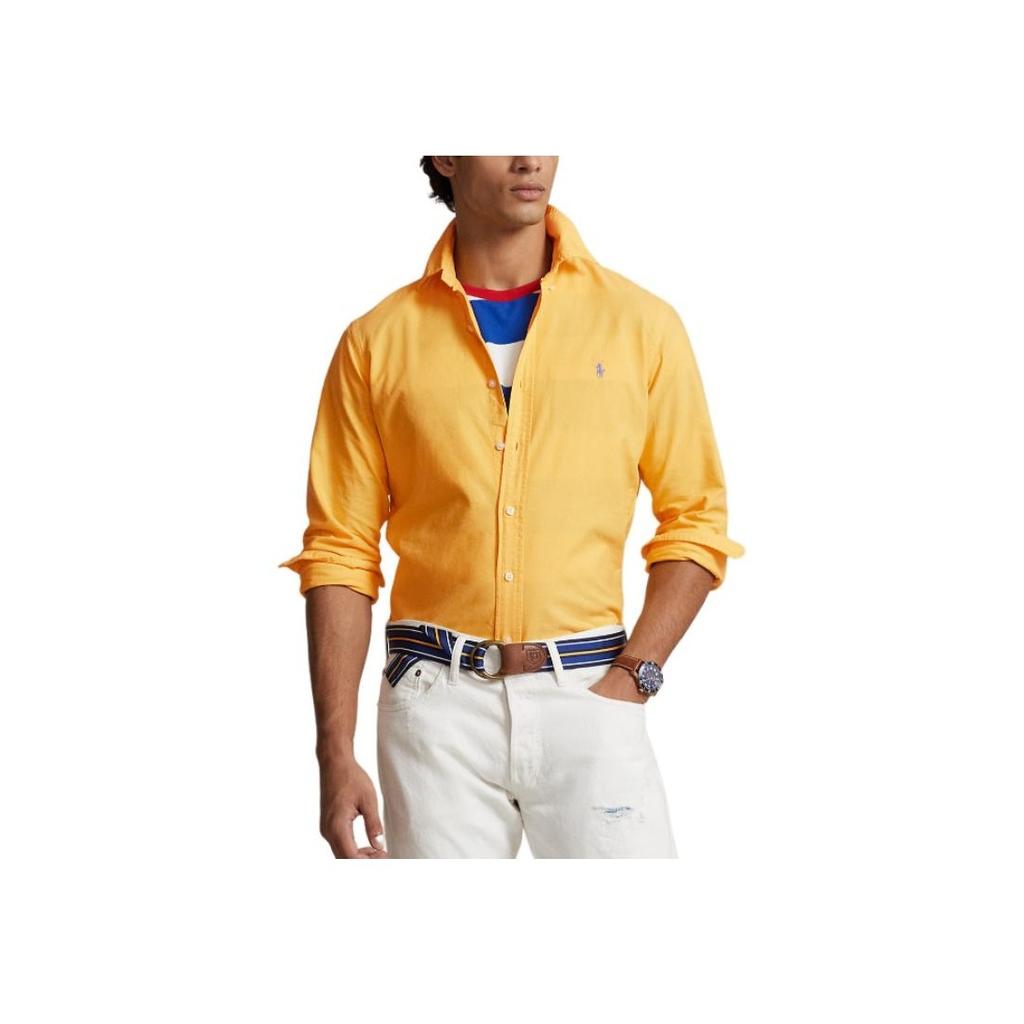 Рубашка с длинным рукавом и застежкой на пуговицы с логотипом Polo Ralph Lauren, мужская, желтая MNPOWOV16823333-700