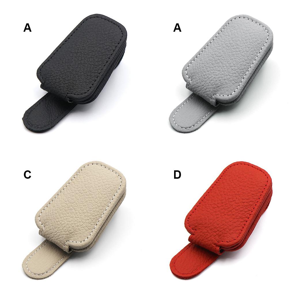 Car Holder Clip PU Leather Sunglasses Ticket Storage Hanger Interior Organization Case Accessories