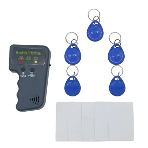 125KHz handheld RFID reader including 5 white cards + 5 color writable keychains