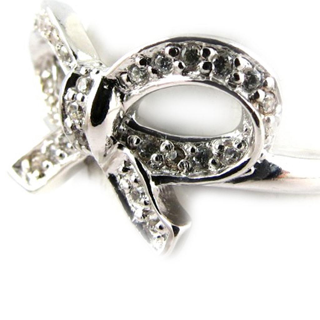 Серебряное кольцо "Романтический узел" Серебристо-белое (родиевое покрытие) - 18х12 мм