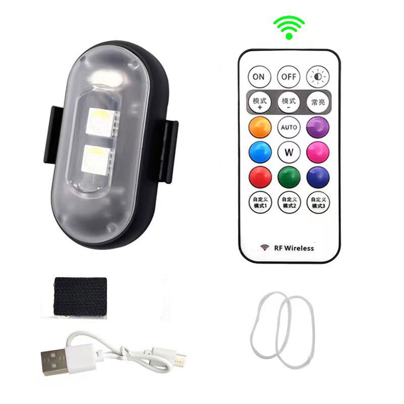 RGB светодиодный авиационный стробоскопический светильник с дистанционным управлением, беспроводной мотоциклетный фонарик, предупреждающие огни для самолета, вертолета, велосипеда, автомобиля