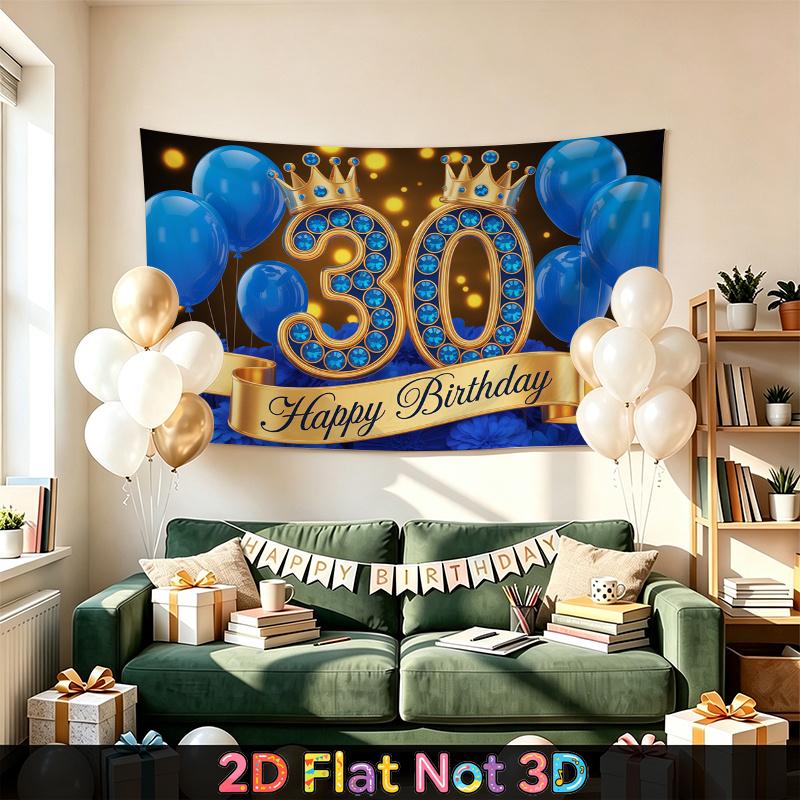Red 30th Balloon Birthday Backdrop 1pc - Home Party Decor