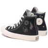 Converse Chuck Taylor All Star Повседневные Универсальные Высокие Эспадрильи Женские Черно-Белые с Принтом Золотой Фольгой