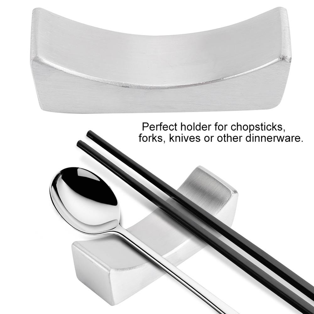 8PCS Silver Chopstick Holders 304 Stainless Steel Knife Fork Rests Tableware Stands Kitchen Counter