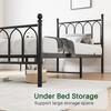90x200cm Metal Bed Frame with Vintage Headboard and Footboard, Heavy Duty Steel Slat Support, Reach Under-Bed Storage, No Box Spring Required, Black