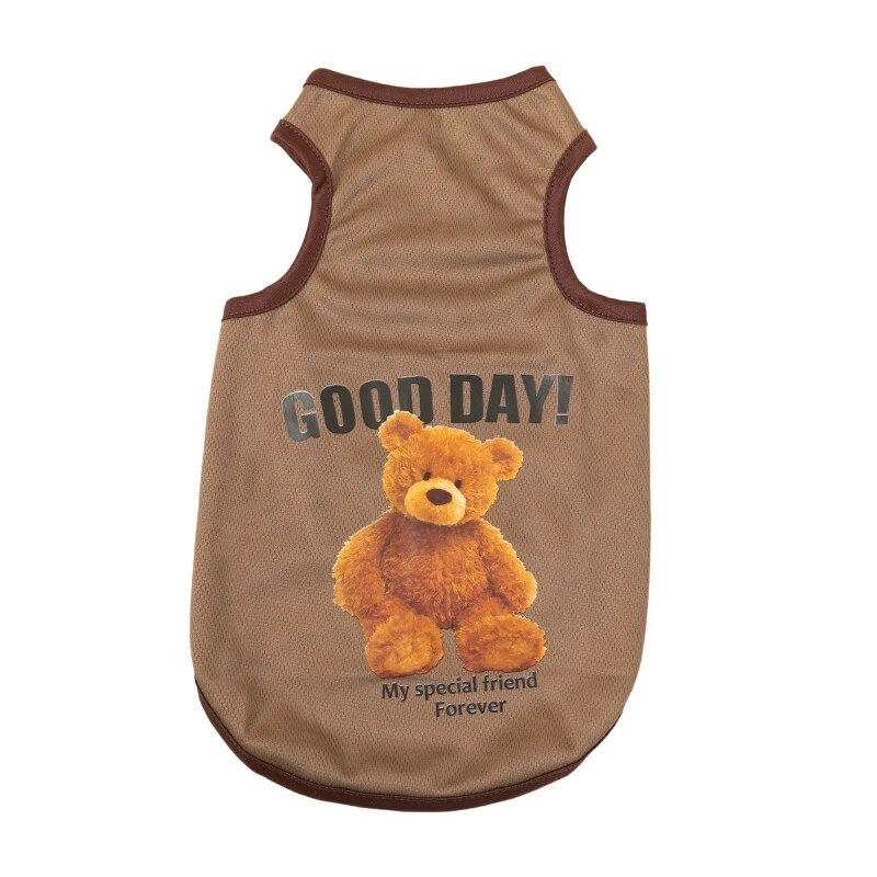 Жилет для домашних животных, одежда для маленьких собак, весна-лето, футболка без рукавов с принтом медведя для щенков и кошек, плюшевые костюмы чихуахуа, товары для домашних животных