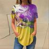 Летние футболки с круглым вырезом и 3D-принтом на тему Марди Гра, модные повседневные женские футболки с коротким рукавом