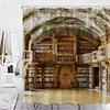 3D Библиотека Занавеска для душа, Винтажный книжный шкаф Книги Готика Магия Полиэстер Принтованная ткань Ванная комната Декоративные аксессуары для ванны