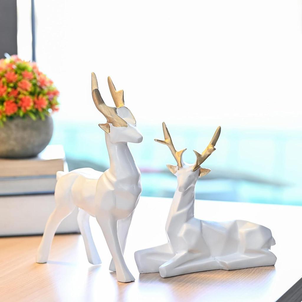 Home Decor, Set of 2 Deer Resin Showpieces Stunning Hiran Statue for Living Room Decor, Gift Items for Women,