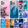 Sea Animal Cute Dolphin Phone Case for Iphone 5 5s 2020se 6 6s 7 8 Plus X 10 XR XS 11 12 13 Mini Pro MAX Black Tpu Back Cover