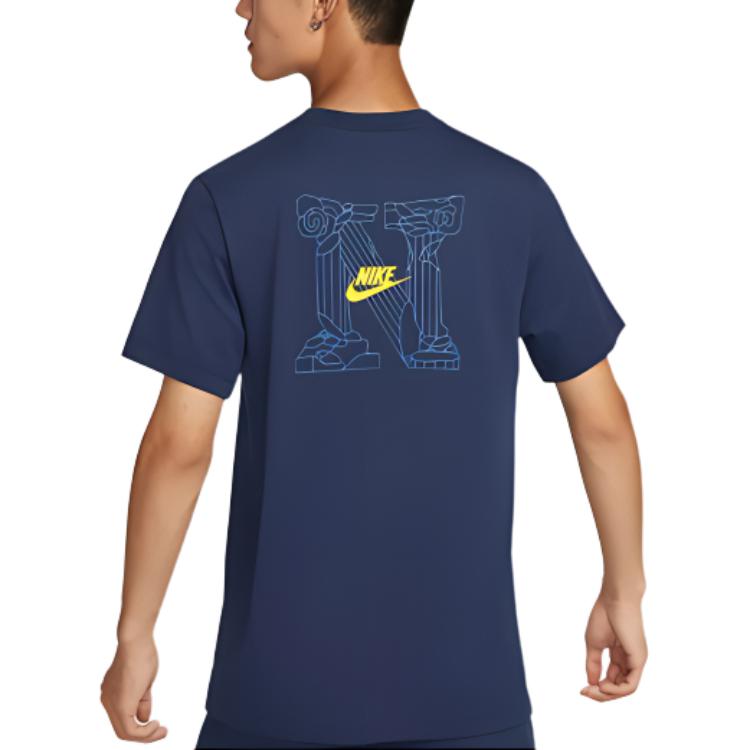 Nike T Shirts Men's Blue Crew Neck Moderate FZ5418-410