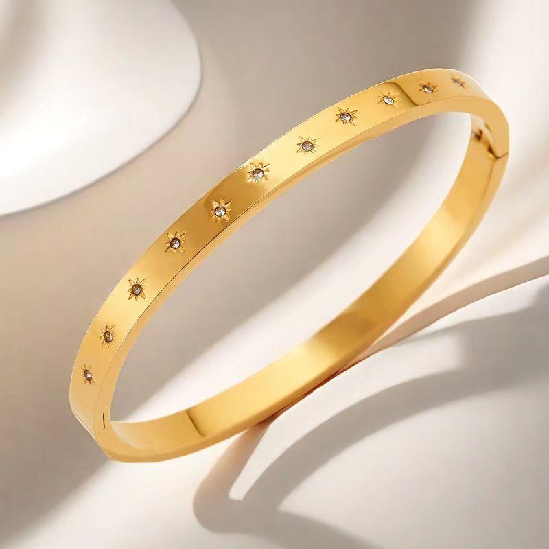 European and American Jewelry Plain Titanium Steel Style Eight-pointed Star Waterproof Stacking Bracelet
