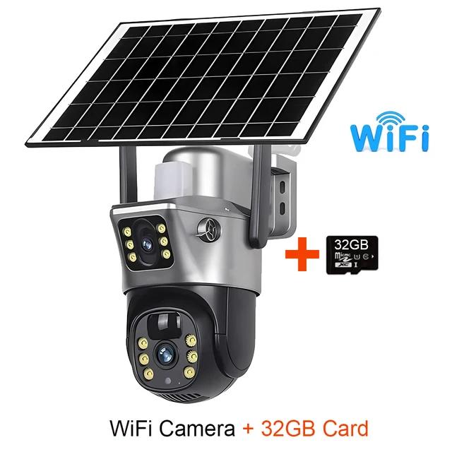 4K 8MP Wifi Solar Camera Lens Dual Screen CCTV  Night Vision V380 Surveillance Wifi Camera On Solar Battery Outdoor Video Cameras