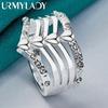 URMYLADY Кольцо из стерлингового серебра 925 пробы с короной и цирконием 7-10 для женщин, свадебное и помолвочное модное очаровательное ювелирное изделие