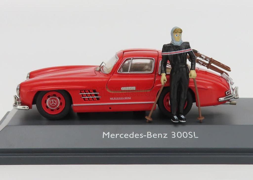 Schuco Scale 300SL 1954 Red with Ski Figure 1/43 Mercedes-Benz (W198)