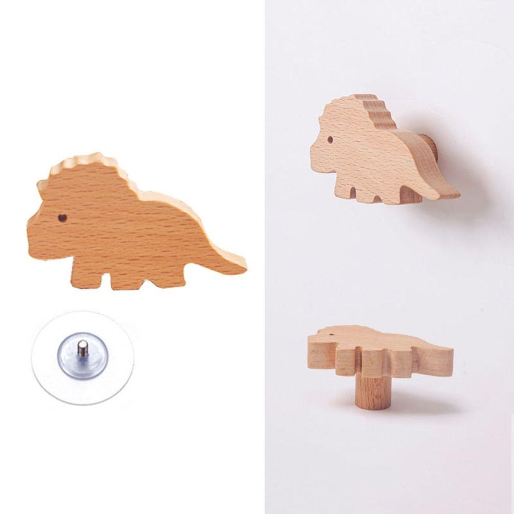 Милые крючки Деревянные дверные ручки Динозавр Шкафы Ящики Ручки Спальня