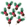 24Pcs Christmas Artificial Flower Red Berry Pine Cone Holly Xmas Party Decor
