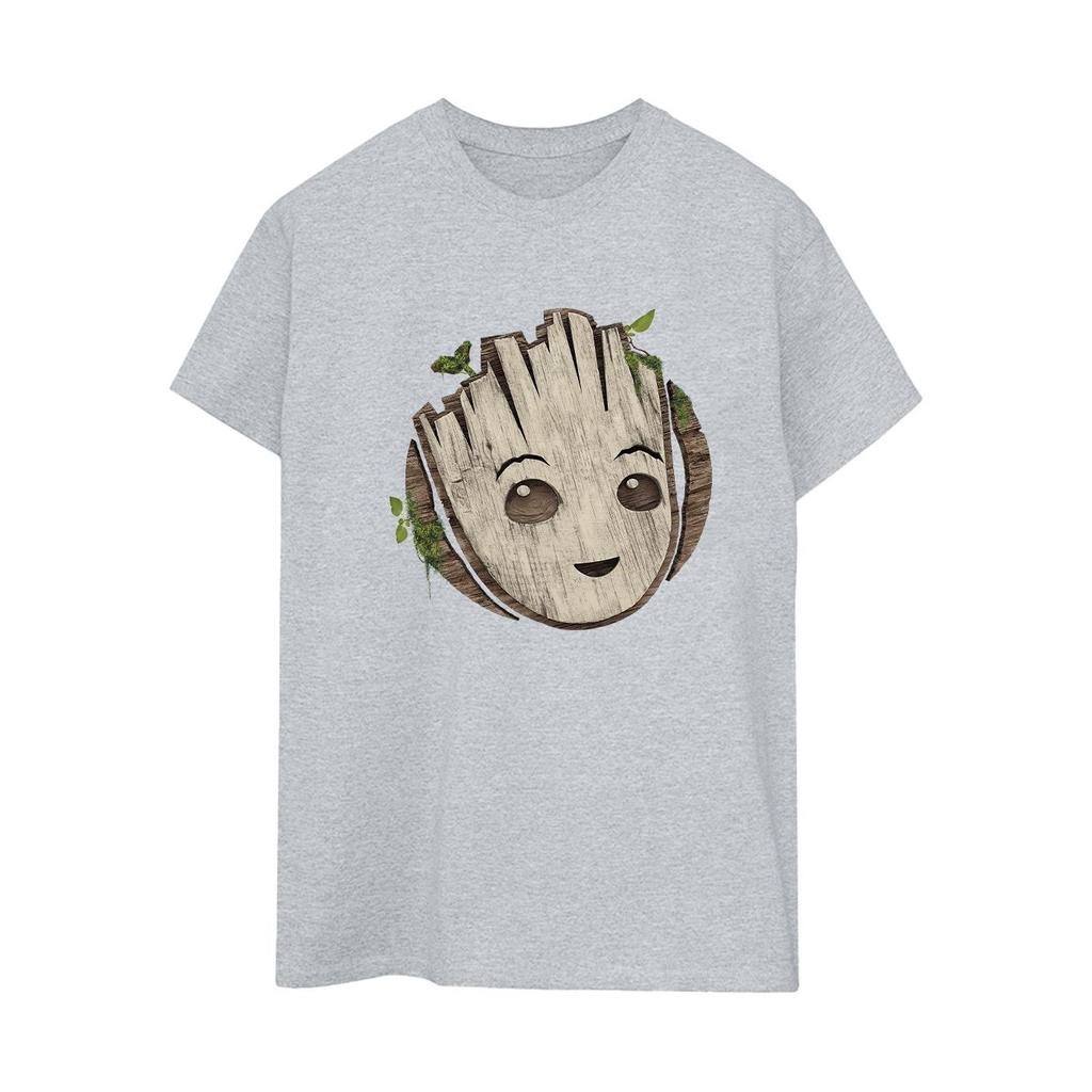 Marvel Womens/Ladies I Am Groot Wooden Head Cotton Boyfriend T-Shirt