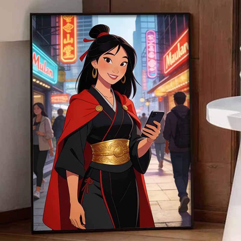 Disney Mulan Modern City Phone Diamond Paint Painting Art Kit Handmade DIY5D Home Decor Gift