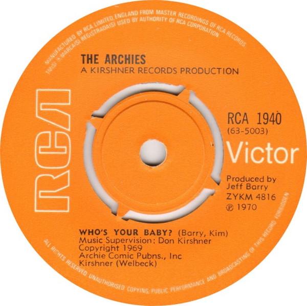 7-дюймовая пластинка ARCHIES Whos Your Baby Senorita Rita RCA1940 RCA Victor 1970 UK Rock Б/у