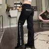Rockmore Gothic Skinny Low Waist Jeans Woman Punk Cargo Pants Rivet Dark Academic Black Denim Trousers Capri Fashion Streetwear